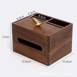 Caja de pañuelos de madera con almacenamiento para control remoto, adorno de escritorio para sala de estar - Product Image 5