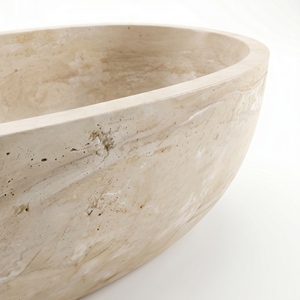 Luxury Custom-made Modern Oval Bathtubs Exclusive Cream White/Beige Travertine Freestanding Soaking Bathroom Vila Hotel Home - Product Image 3