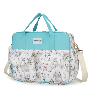 Sacs à couches personnalisés avec logo imprimé lapin, en tissu Oxford, grande capacité, sacs fourre-tout pour bébé, sacs à bandoulière pour maman - Product Image 1