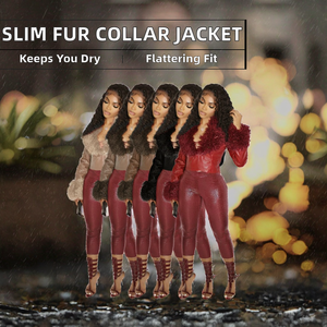 Veste Courte Décontractée en Similicuir PU pour Femme, Col Roulé, Coupe Slim, Couleur Unie, Imperméable, Coupe-Vent et Respirante - Product Image 2