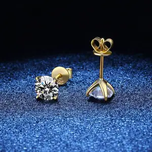 gra certified white vvs moissanite diamond men earrings 925 sterling silver 18k gold plated 1 ct carat women wedding Jewelry