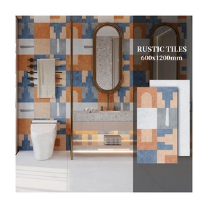Piastrelle in porcellana rustiche stagionate 600x1200mm con motivo geometrico superficie testurizzata per pavimento e parete in bagno - Product Image 1
