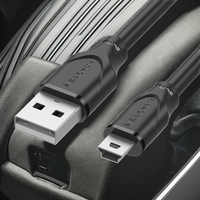 Kabel Data Pengisian Cepat Mini USB PVC Braided untuk Power Bank, Kamera Mobil, Pemutar MP3, Hard Drive Mobile & Ponsel Android