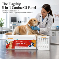 Kit de test combiné 5 en 1 pour chiens : détection de virus et parasites dans les échantillons gastro-fécaux (CPV, CCV, GIA, CRYPTO, CRV Ag)