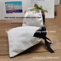 Sac en coton avec cordon de serrage, pochette cadeau en toile avec ruban de luxe, logo personnalisé imprimé, sac pour cadeaux de mariage, emballage en coton blanc doux