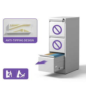Thép 4 ngăn kéo tủ hồ sơ với khóa kim loại dọc Tủ hồ sơ nhỏ - Product Image 3