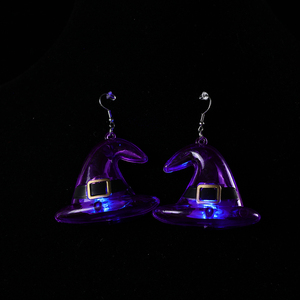 Suministros <span class=keywords><strong>de</strong></span> fiesta brillantes, pendientes <span class=keywords><strong>de</strong></span> <span class=keywords><strong>sombrero</strong></span> <span class=keywords><strong>de</strong></span> <span class=keywords><strong>bruja</strong></span> <span class=keywords><strong>con</strong></span> <span class=keywords><strong>luz</strong></span> <span class=keywords><strong>Led</strong></span> parpadeantes para Halloween, venta al por mayor - Product Image 2