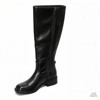 Personnalisation en gros Nouveauté 2026 Bottes de chevalier pour femme en cuir Nappa véritable, noires, hauteur genou, à bout long, talon moyen 3-5 cm, Printemps Hiver Automne