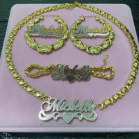Nuevo Collar Personalizado con Nombre en Acrílico Doble Chapado en Oro, Conjunto de Joyería con Cadena de Eslabones Xoxo Personalizado 2023