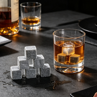 Pierres à whisky réutilisables en granit et marbre pour refroidir les boissons (whisky, bière, vin), avec boîte de rangement pratique