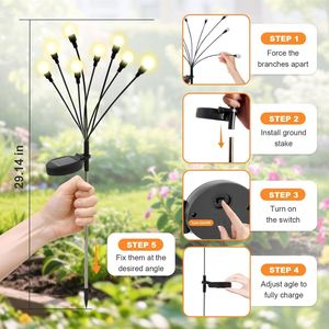 6/8/10/16 Recommend Led Solar Powered Wind-Powered Swaying Firefly <b>Lamp</b> Landscape Garden Outdoor Rgb Firework Solar Garden Light - Product Image 5