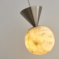Suspension moderne en nickel et albâtre, style nordique, pour îlot de cuisine ou chevet
