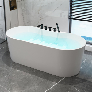 Bồn tắm tự do hình oval bằng acrylic 1200/1800mm, có ống thoát nước, dành cho phòng tắm, đạt chứng nhận CUPC, có đèn bong bóng tạo bọt - Product Image 5