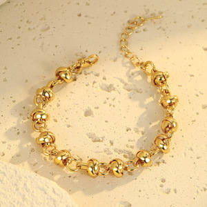 Bracelet chaîne à maillons épais en acier inoxydable plaqué or 18 carats, étanche et inaltérable, style punk, <span class=keywords><strong>pour</strong></span> femme - Vente en gros - Product Image 3