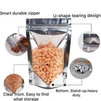 Sachet Mylar personnalisé en aluminium argenté, plat, anti-odeur, avec fenêtre transparente, de qualité alimentaire, à fond stable