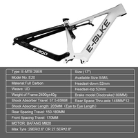 Cadre de vélo de montagne en fibre de carbone à suspension intégrale haute résistance 700C, cadre de vélo électrique VTT en fibre de carbone intégrale 27,5'' 29''