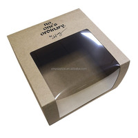 Caja de Cartón Negra Impresa Personalizada con Ventana Transparente de PVC Curvada y Diseño de Cierre a Presión, Adecuada para Empaque de Sombreros y Regalos