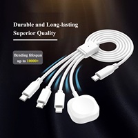 Pengisi Daya Nirkabel Magnetik 4-in-1 untuk Apple Watch Ultra Series, Stasiun Pengisian Cepat dengan USB-C, Micro-USB, Kabel Ringan