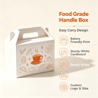 Boîte cadeau en papier avec poignée personnalisée pour biscuits, muffins, en-cas et autres aliments