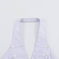 Haut sans manches personnalisé 2026 à dos nu avec détails boutonnés et cordon de serrage, chemisier polyvalent à nouer au cou, style vintage décontracté OEM/ODM