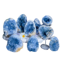CrystalHola Vente en gros de grappes de quartz géode de celestite bleue naturelle polie, pour la guérison et la mode, origine Chine, artisanat
