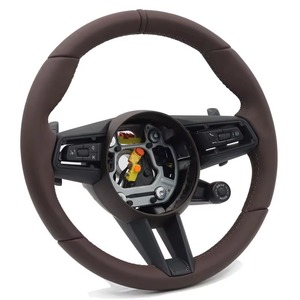 Volante Deportivo <span class=keywords><strong>T</strong></span> de Cuero Genuino Beige de 370 mm para <span class=keywords><strong>Porsche</strong></span> Cayman, Cayenne, <span class=keywords><strong>Macan</strong></span>, 718, Panamera, 911, Volante de Mejora para Automóvil - Product Image 2
