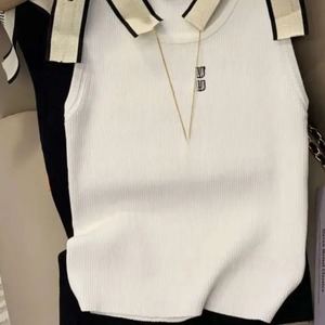 <span class=keywords><strong>T</strong></span>-shirt Corta da Donna Senza Maniche con Fiocco sulla Spalla, Stile Designer Miu, Elegante Casual, Ricamata Minmin - Product Image 6