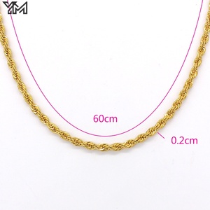 YM 도매 2mm~6mm 청키 골드 로프 체인 18K 금도금 스테이트먼트 힙합 케이블 목걸이 (남녀공용) - Product Image 5
