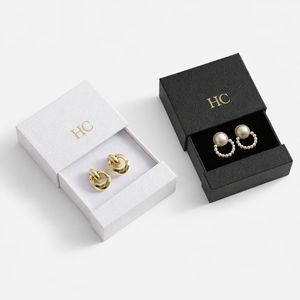 Boîte à bijoux vintage de luxe avec tiroir, présentoir à bijoux avec insert en éponge, estampage à chaud, logo personnalisé pour l'emballage de bijoux de marque - Product Image 5