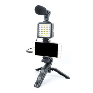 Mini micrófono de transmisión vlogging de alta calidad, Kit portátil de vídeo para Smartphone, luz LED para Vlog, cámara de fotografía, youtube - Product Image 1