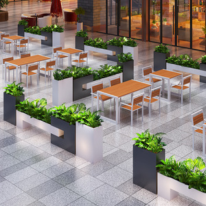 Combinaison de jardinières d'extérieur en métal blanc contemporain et durable pour la plantation sur patio - Product Image 2
