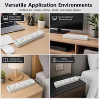 Multiprise modulaire avec cordon réglable, 4 prises universelles, 3 ports USB-C PD à charge rapide, interrupteur, tour d'alimentation pour salle de sport