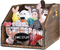 Boîte de rangement en bois pour jouets de chien, bac de rangement pour jouets de chien, organisateur de rangement pour chiens, grand panier de rangement pour jouets de chat pour salon et extérieur