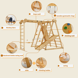 Structure <span class=keywords><strong>de</strong></span> jeu <span class=keywords><strong>Montessori</strong></span> en bois 8-en-1 pour tout-petits avec balançoire et structure d'escalade – <span class=keywords><strong>Aire</strong></span> <span class=keywords><strong>de</strong></span> <span class=keywords><strong>jeux</strong></span> écologique pour enfants - Product Image 2