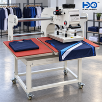Hoog-efficiënte veelzijdige semi-automatische pneumatische dubbelstationse warmtepersmachine voor kleine series op maat gemaakte kledingfabriek bedrukking