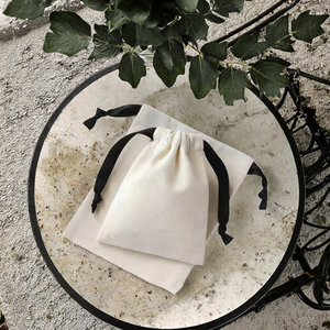 Wholesale <b>Recyclable</b> Cotton Canvas Drawstring Earrings <b>Bags</b> with Customizable Logo-Eco-Friendly Jewelry Storage - Product Image 6