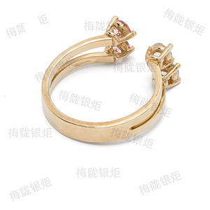 YINJU bijoux personnalisés luxe en argent Sterling 925 <span class=keywords><strong>saphir</strong></span> Zircon arc-en-ciel bague ouverte pour les femmes - Product Image 4