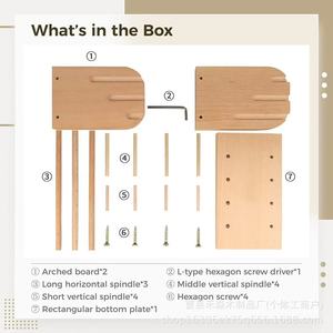 Support en bois pour pelotes de laine, crochet et aiguilles à tricoter, organiseur de bureau écologique à 2 niveaux - Product Image 1