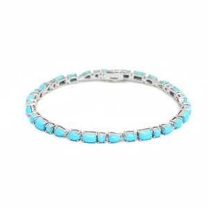 Pulsera de tenis Gemnel para mujer, con gemas <span class=keywords><strong>Danta</strong></span>, oro de 18K, turquesa, forma rectangular y de pera, engaste de garra, joyería de lujo clásica y de moda - Product Image 3