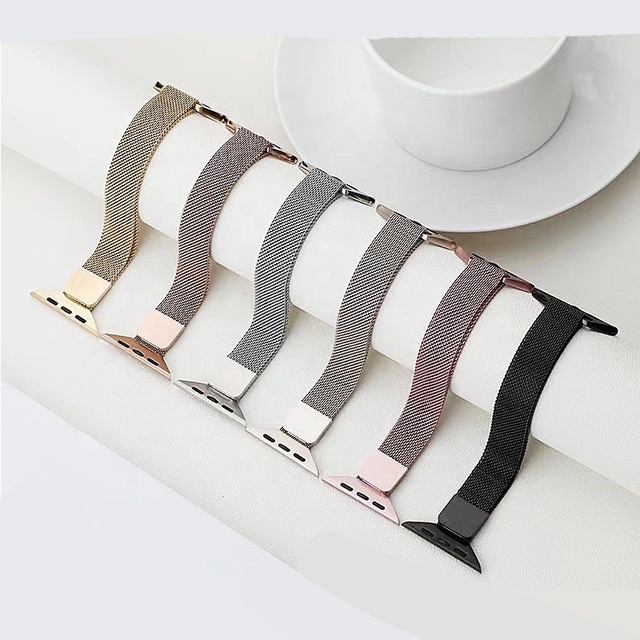 14mm Slim Stainless Steel Magnetic Milanese Loop Straps for Apple Watch 10 9 8 7 6 5 4 3 Mesh Mens Luxury Watches Metal Band