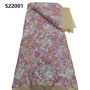 CHOCOO precio al por mayor brillo nigeriano encaje tela tul lentejuelas bordado tela de encaje - Product Image 5