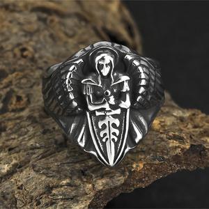 <b>Men's</b> <b>Titanium</b> Steel <b>Ring</b> With Angel Wings And Sword Design Hip Hop Style Fashion Jewelry Gift For <b>Men</b> - Product Image 4