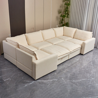 Ensemble de canapés modulaires en tissu crème de luxe moderne personnalisable, canapé inclinable électrique, ensemble de meubles de salon, canapé nuage