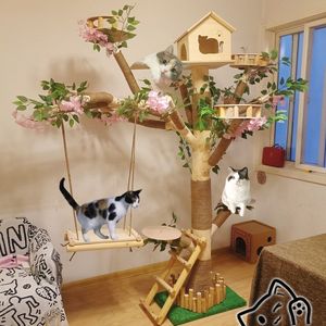 Oferta Especial Liquidación: Juego <span class=keywords><strong>de</strong></span> <span class=keywords><strong>Cama</strong></span> y Juguete para Gatos <span class=keywords><strong>con</strong></span> Poste <span class=keywords><strong>Rascador</strong></span>, Árbol para Trepar, Diseño <span class=keywords><strong>de</strong></span> Casa <span class=keywords><strong>de</strong></span> Árbol, Instalación Fácil, Tela <span class=keywords><strong>de</strong></span> Yute - Product Image 2