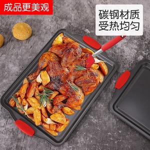 Rectangular Baking Pan Set Carbon Steel Non-Stick Oven Safe 3-Piece L M S Size Cake Tray Household Bakeware - Product Image 3