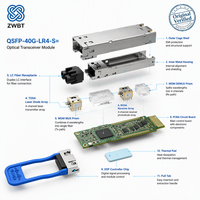 Modul Cisco QSFP-40G-LR4-S 40GBASE-ELR4 QSFP+ Modul Transceiver Optik 1310nm 20km Duplex LC/UPC SMF Modul QSFP+