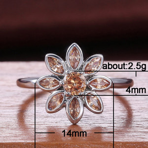 <b>Daisy</b> Flower Ring Women Minimalist Floral Open Adjustable Fashion Elegant Crystal Stone Ring - Product Image 5