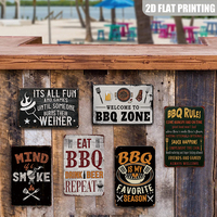 ¿Te importa si fumo? Divertida placa metálica retro para barbacoa, arte de pared para área de parrilla.