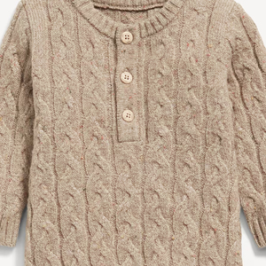 Pijama de noche para niño pequeño de color neutro de <span class=keywords><strong>lana</strong></span> merino personalizado, suéter para recién <span class=keywords><strong>nacido</strong></span>, ropa de punto acanalada de una pieza, mono de bebé - Product Image 5