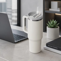 Mug de voyage amélioré en acier inoxydable de 40 oz avec poignée en silicone, double paroi isolée sous vide, sans BPA, écologique, pour le bureau et la voiture